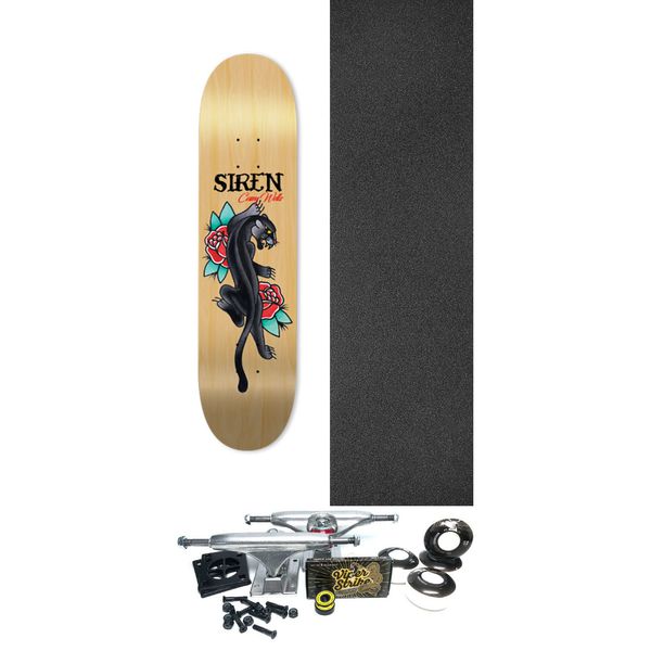 Siren Skateboards Casey Wells Panther Natural Skateboard Deck - 8" x 32" - Complete Skateboard Bundle